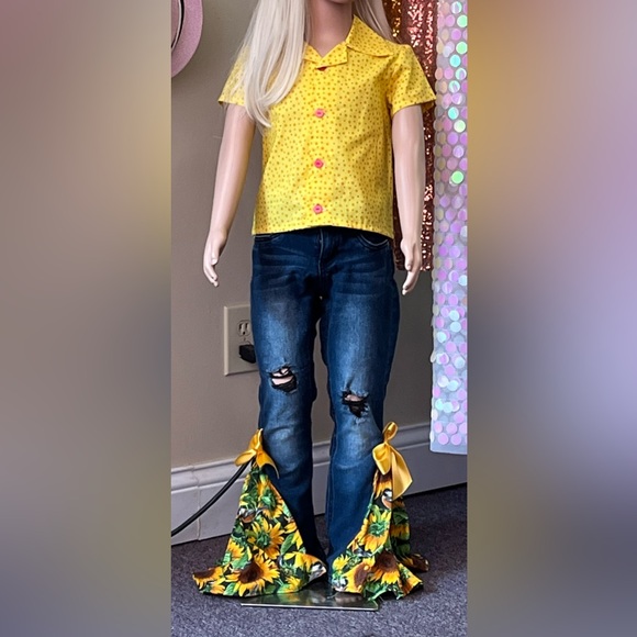 Girls Sunflower Bell bottom Jeans 6X - Picture 1 of 7